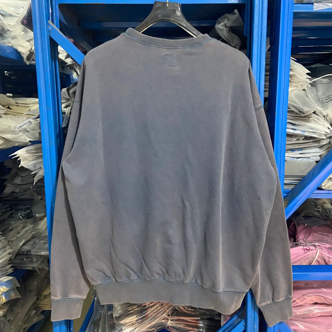 Saint Michael GHOST IN THE SHELL Retro Washed Distressed Thin Round Neck Sweatshirt Fabric: 390g terry Style Number: SM618 Size: S-M-L-XL Color: Washed Blue Price: P198